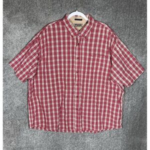 Wrangler Hero Button Down Shirt Mens Sz 3XL Red Plaid Short Sleeve Chest‎ Pocket